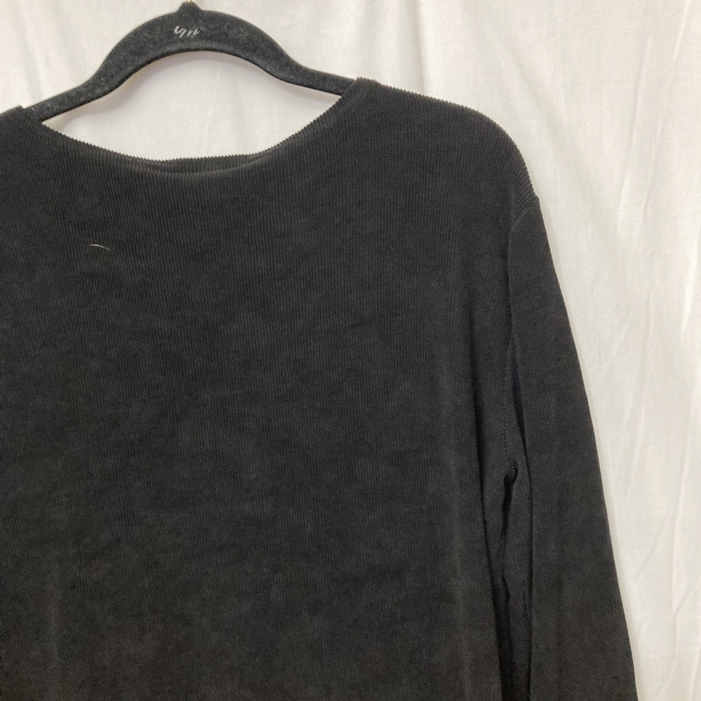 Private Edition by Chico's Black Ribbed Long Sleeve Stretchy Top‎ - SZ 2 (L/12) - Picture 5 of 11